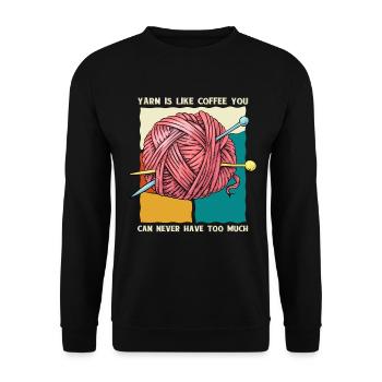 Yarn Is Like Coffee - Häkeln Stricken - Unisex Pullover - Schwarz - Vorne - Alina (178cm) & Michal (187cm)