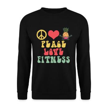 Peace Love Fitness Home Workout Yoga - Unisex Sweatshirt - black - Front - Alina (178cm) & Michal (187cm)