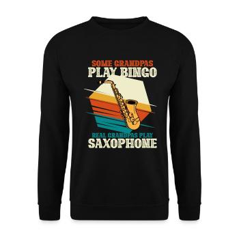 Real Grandpas Play Saxophone Jazz Bingo - Unisex Sweatshirt - black - Front - Alina (178cm) & Michal (187cm)