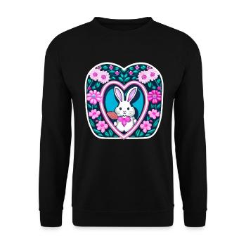 Blumenmit Osterhase - Unisex Pullover - Schwarz - Vorne - Alina (178cm) & Michal (187cm)