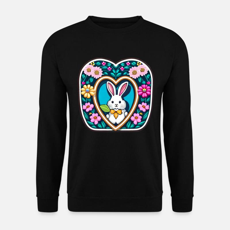 Easter Bunny Many Flowers Flower - Unisex Sweatshirt - black