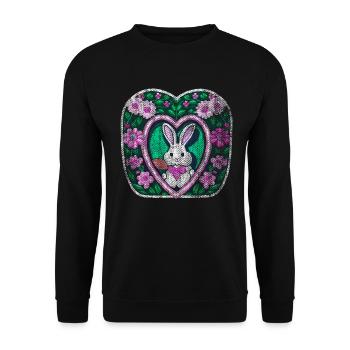 retro used-look Easter bunny classic - Unisex Sweatshirt - black - Front - Alina (178cm) & Michal (187cm)