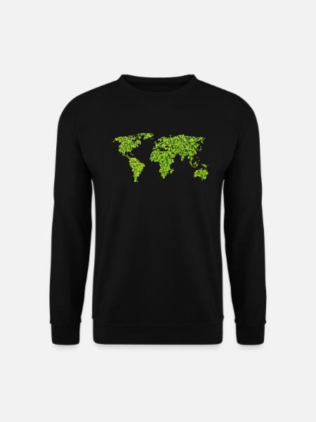 Green World Map - Unisex Sweatshirt - black