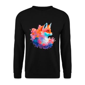 Red Fox Flowers Fox Head - Unisex Sweatshirt - black - Front - Alina (178cm) & Michal (187cm)