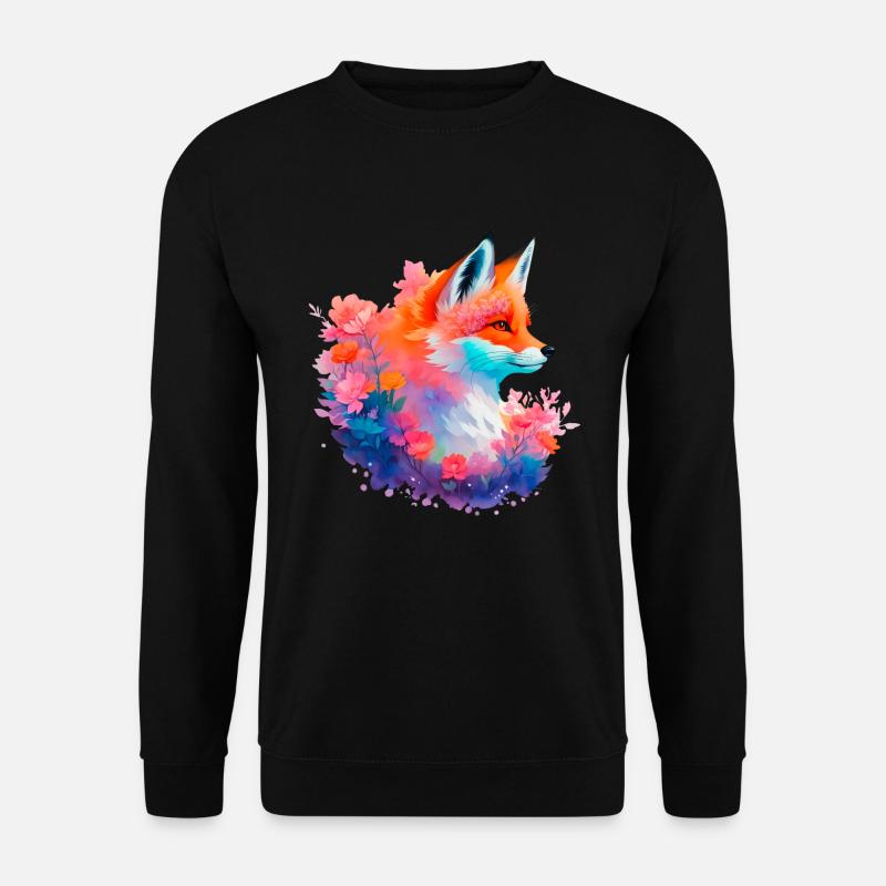 Red Fox Flowers Fox Head - Unisex Sweatshirt - black
