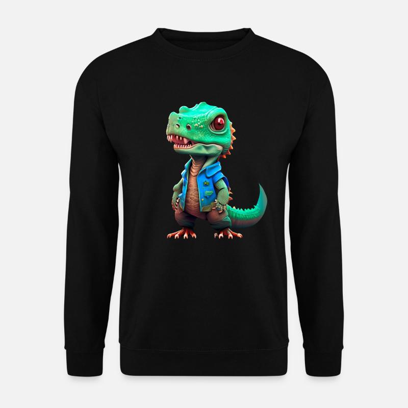 small T-Rex in denim jacket - Unisex Sweatshirt - black