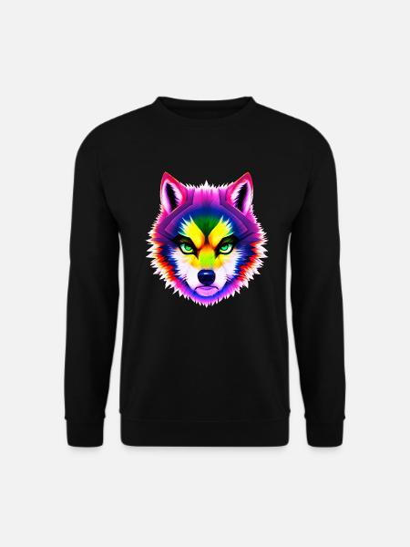Mystical Rainbow Wolf Head - Unisex Sweatshirt - black