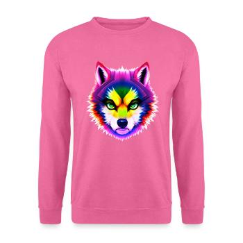 Mystischer Regenbogen Wolf Kopf - Unisex Pullover - Pink - Vorne