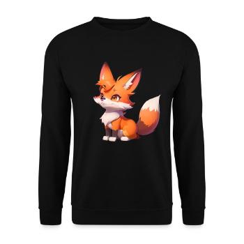 Adorable Chibi Fox - Unisex Sweatshirt - black - Front - Alina (178cm) & Michal (187cm)