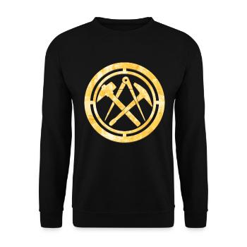 Dachdecker Zunft Logo Wappen Gold - Unisex Pullover - Schwarz - Vorne - Alina (178cm) & Michal (187cm)