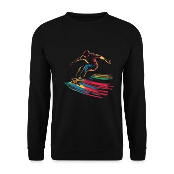 Buntes Skateboard Skating Skateboarding - Unisex Pullover - Schwarz - Vorne - Alina (178cm) & Michal (187cm)