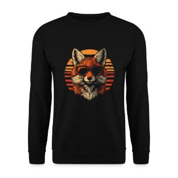 Fuchs mit Sonnenbrille vintage - Unisex Pullover - Schwarz - Vorne - Alina (178cm) & Michal (187cm)