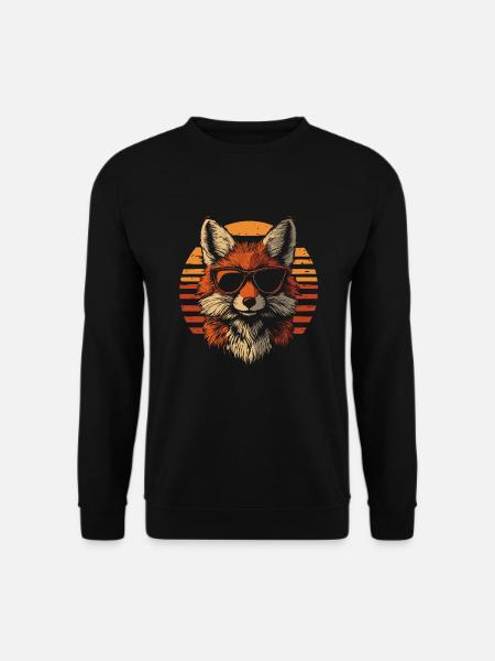 Fuchs mit Sonnenbrille vintage - Unisex Pullover - Schwarz