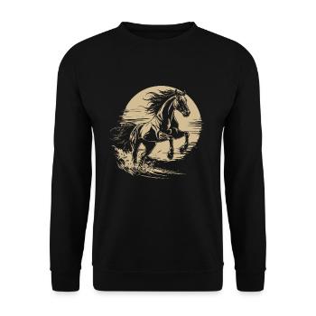 Galloping Horse Silhouette Vintage - Unisex Sweatshirt - black - Front - Alina (178cm) & Michal (187cm)