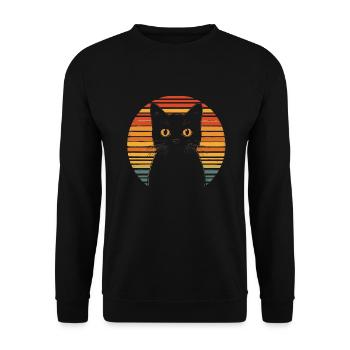 Chat Noir Vintage Coucher de soleil - Sweat-shirt Unisexe - noir - Devant - Alina (178cm) & Michal (187cm)