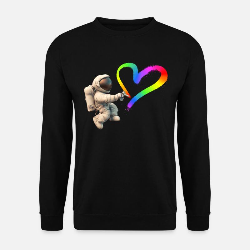 Astronaut sprays LGBTQ heart graffiti - Unisex Sweatshirt - black