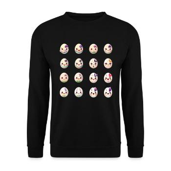 Oeuf de Pâques avec Visage Oeufs de Pâques Personnage - Sweat-shirt Unisexe - noir - Devant - Alina (178cm) & Michal (187cm)