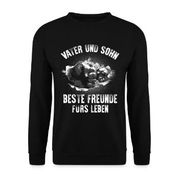 Vater Sohn Freunde - Unisex Pullover - Schwarz - Vorne - Alina (178cm) & Michal (187cm)