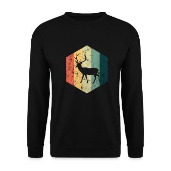 Hirsch - Unisex Pullover - Schwarz - Vorne - Alina (178cm) & Michal (187cm)