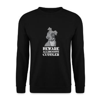 Hund Hunde Hündchen Knuddeln Geschenk - Unisex Pullover - Schwarz - Vorne - Alina (178cm) & Michal (187cm)