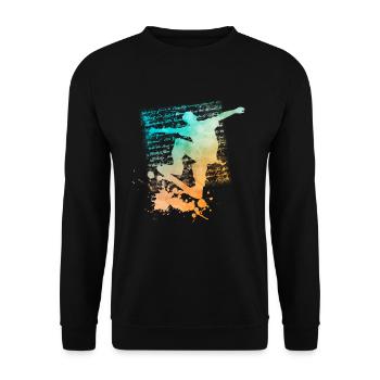 Coole Skateboard Longboard T-Shirts Geschenk Funny - Unisex Pullover - Schwarz - Vorne - Alina (178cm) & Michal (187cm)