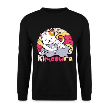 Japanese JIU JITSU Kimura Kawaii Kimeowra Cat - Unisex Sweatshirt - black - Front - Alina (178cm) & Michal (187cm)