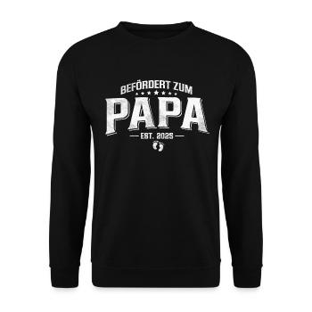 Befördert zum Papa 2025 - Unisex Pullover - Schwarz - Vorne - Alina (178cm) & Michal (187cm)