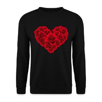 Rosen Liebesherz Herz Liebe rot - Unisex Pullover - Schwarz - Vorne - Alina (178cm) & Michal (187cm)
