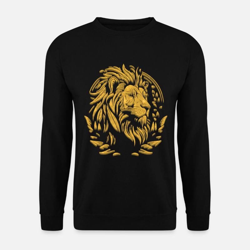 Goldener Löwe | Lion Head Gold - Unisex Pullover - Schwarz