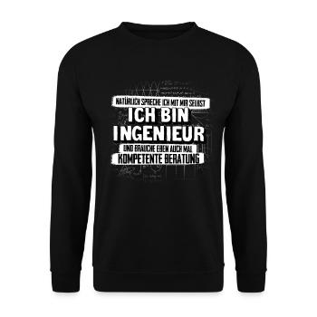 Ingenieur kompetente Beratung - Unisex Pullover - Schwarz - Vorne - Alina (178cm) & Michal (187cm)