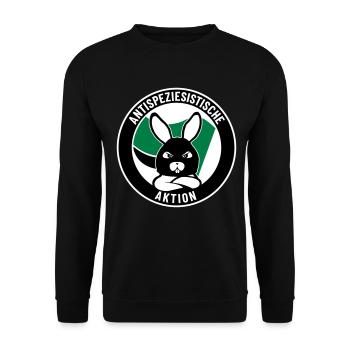 Antispeziesistische Aktion – Bunny - Unisex Pullover - Schwarz - Vorne - Alina (178cm) & Michal (187cm)