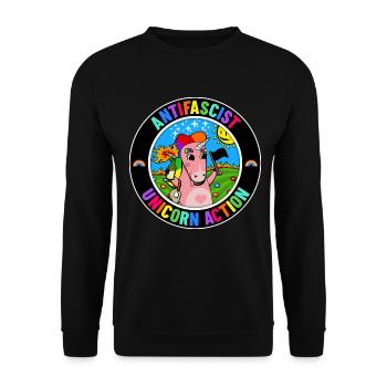 Action Licorne Antifasciste - Sweat-shirt Unisexe - noir - Devant - Alina (178cm) & Michal (187cm)