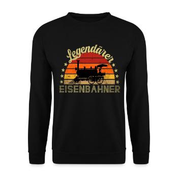 Legendärer Eisenbahner , Eisenbahn Beruf Vintage - Unisex Pullover - Schwarz - Vorne - Alina (178cm) & Michal (187cm)