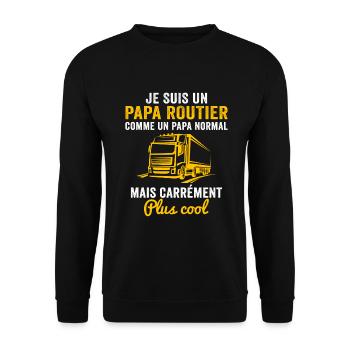 Je suis un papa routier cadeau routier chauffeur - Sweat-shirt Unisexe - noir - Devant - Alina (178cm) & Michal (187cm)