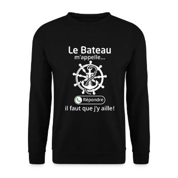 le bateau m'appelle il faut que j'y aille - Sweat-shirt Unisexe - noir - Devant - Alina (178cm) & Michal (187cm)