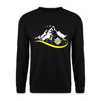 Alpen Edelweiß Edelweiss Tracht für Dirndl - Unisex Pullover - Schwarz - Vorne - Alina (178cm) & Michal (187cm)