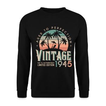 1945 Birthday Gift Born 1945 - Unisex Sweatshirt - black - Front - Alina (178cm) & Michal (187cm)