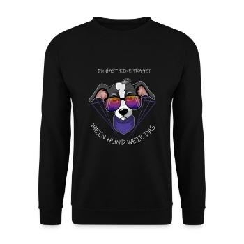 Hund mit Brille - Unisex Pullover - Schwarz - Vorne - Alina (178cm) & Michal (187cm)