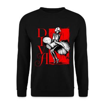 Diva Skull // Skeleton Diva Marilyn FS0241 - Unisex Sweatshirt - black - Front - Alina (178cm) & Michal (187cm)