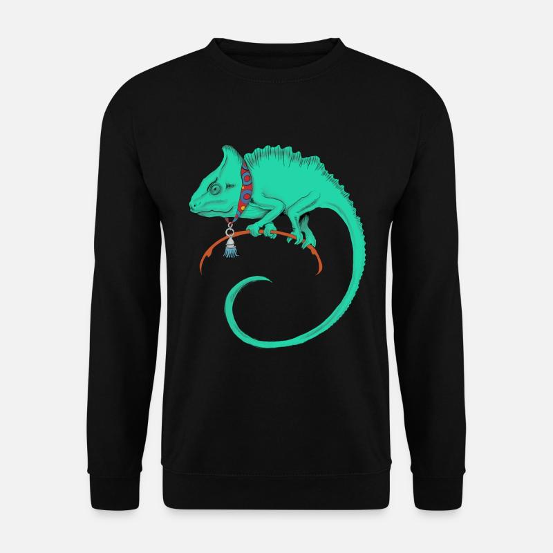 Ein schönes gezeichnetes grünes Chamäleon - Unisex Pullover - Schwarz