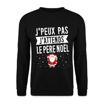 Weihnachts T-Shirt - Ich kann nicht auf den Weihnachtsmann warten - Unisex Pullover - Schwarz - Vorne - Alina (178cm) & Michal (187cm)