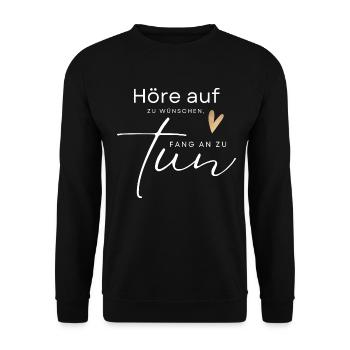 POSITIVE EINSTELLUNG MINDSET Motivation - Unisex Pullover - Schwarz - Vorne - Alina (178cm) & Michal (187cm)