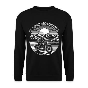 Motard rétro en T-shirt paysage de montagne - Sweat-shirt Unisexe - noir - Devant - Alina (178cm) & Michal (187cm)