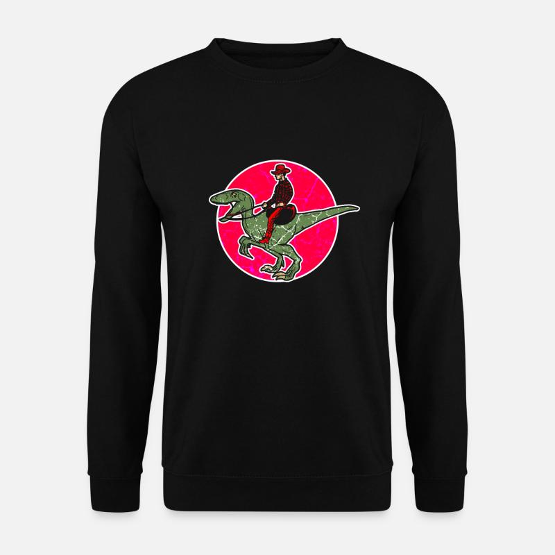 Dino Dinosaurier Raptor Wilder Western Cowboy - Unisex Pullover - Schwarz