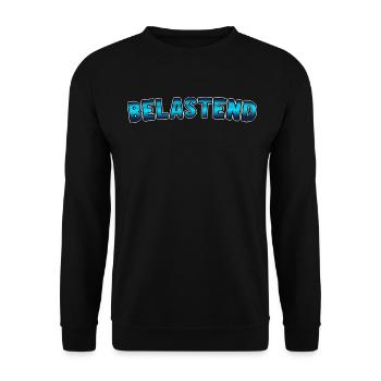Belastend Schriftzug Blau - Unisex Pullover - Schwarz - Vorne - Alina (178cm) & Michal (187cm)