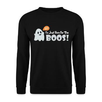 I'm Just Here for the Boos! Halloween with a Twist - Unisex Sweatshirt - black - Front - Alina (178cm) & Michal (187cm)