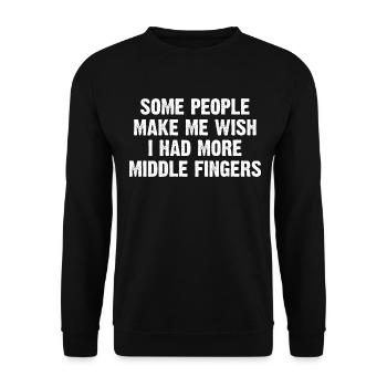 Les gens me font souhaiter avoir plus de doigts d’honneur - Sweat-shirt Unisexe - noir - Devant - Alina (178cm) & Michal (187cm)