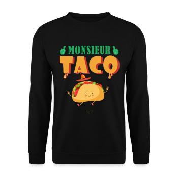 monsieur taco humor Mexican Mexican cuisine - Unisex Sweatshirt - black - Front - Alina (178cm) & Michal (187cm)