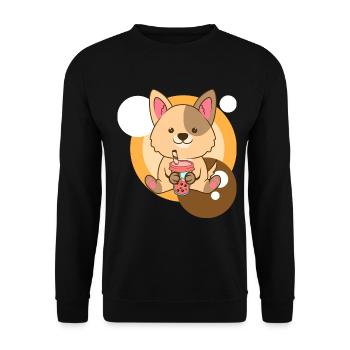 Dog and Bubble Tea - Unisex Sweatshirt - black - Front - Alina (178cm) & Michal (187cm)