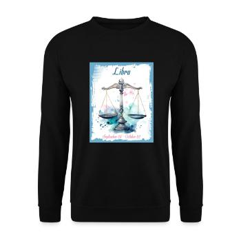Zodiac Signs in Watercolor: Libra the Scales - Unisex Sweatshirt - black - Front - Alina (178cm) & Michal (187cm)